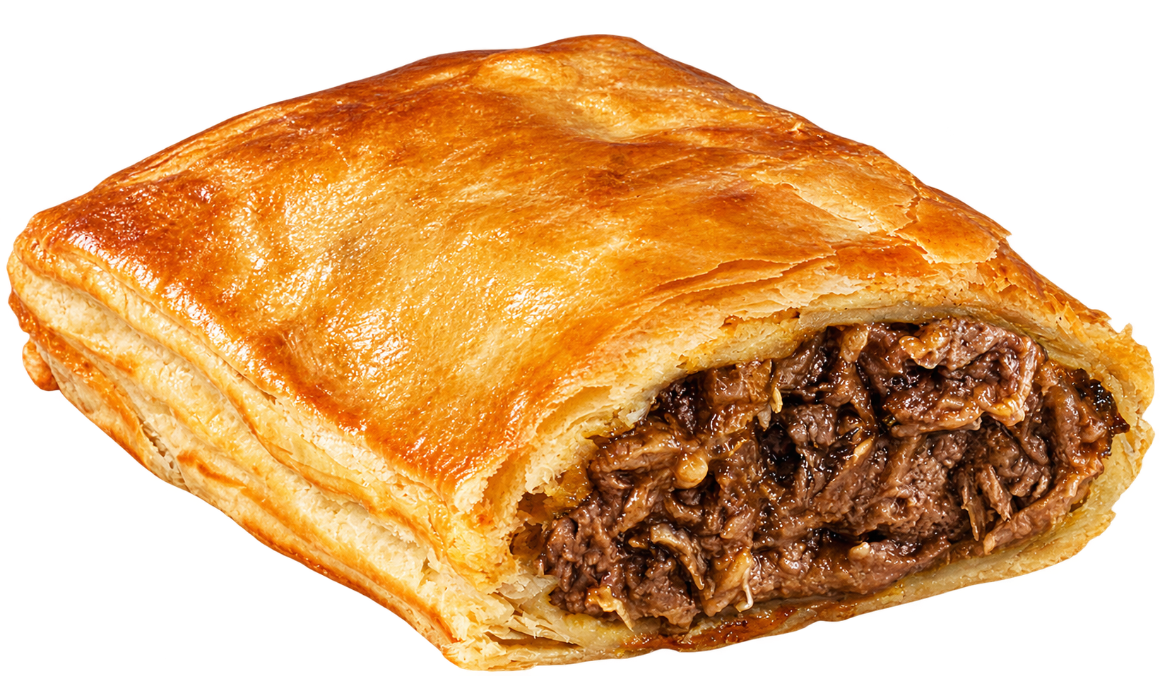 Golden savory pie with flaky pastry and meat filling